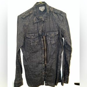 BKE brown rusted button up zippered collared shirt size small